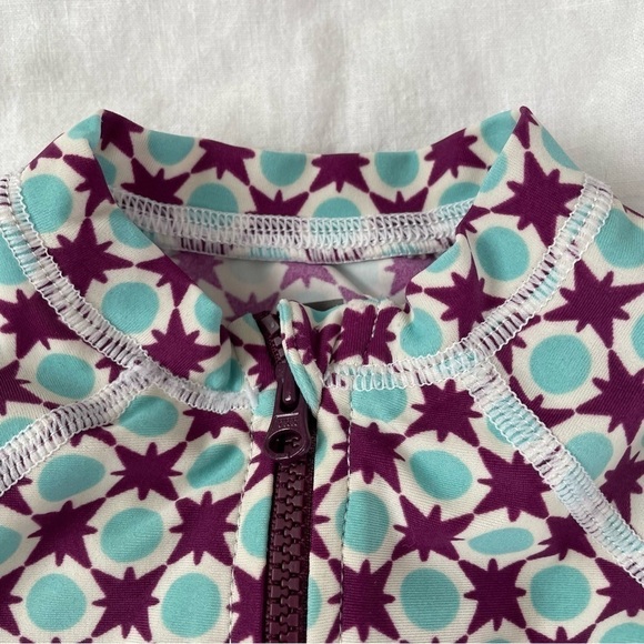 Tea Collection 6 to 12 mo rash guard one piece geometric print long sleeve blue - Picture 2 of 5